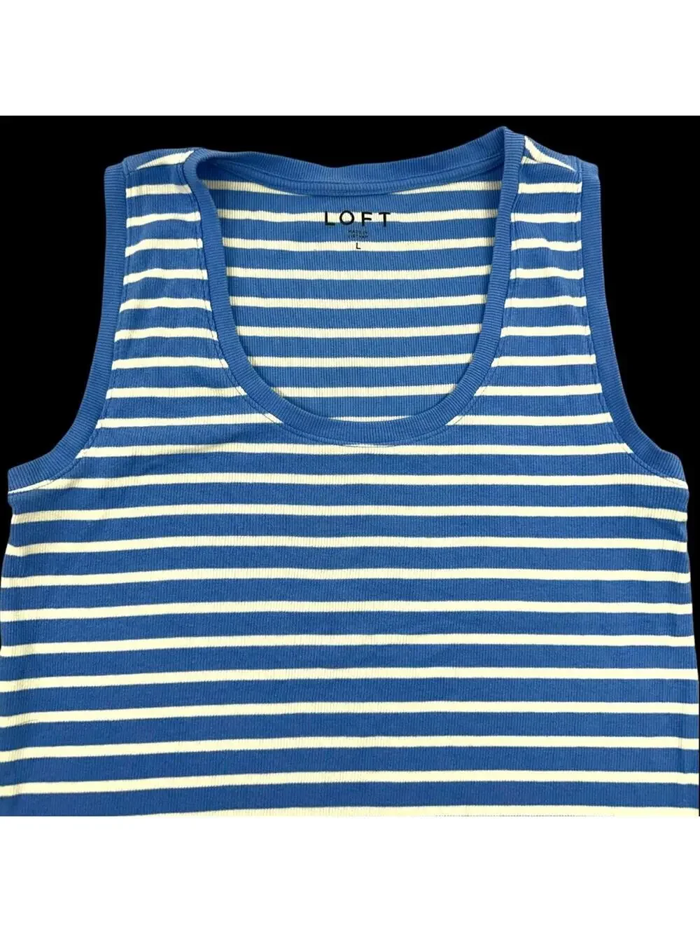 LOFT Blue and White Striped‎ Tank Top 90s Minimalist Coastal Grandma